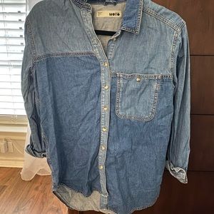 Topshop Multi-Tone Denim Shirt